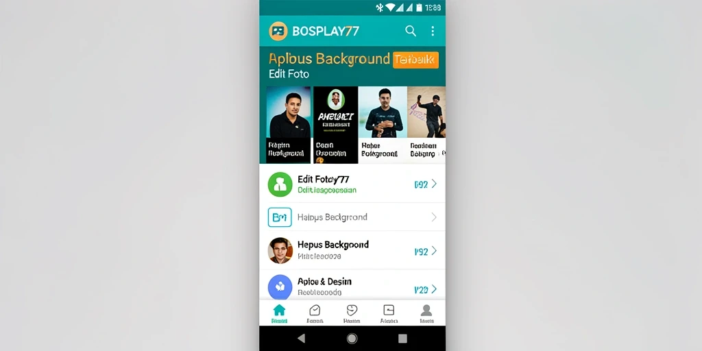 Tampilan antarmuka BOSPLAY77 untuk penghapusan latar belakang.