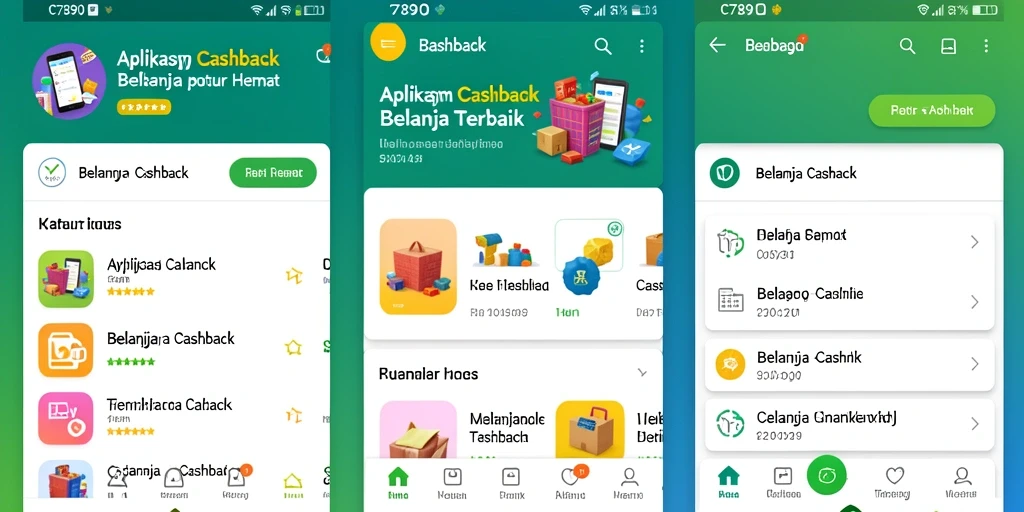 Screenshot utama C7890 menunjukkan antarmuka aplikasi cashback yang menarik