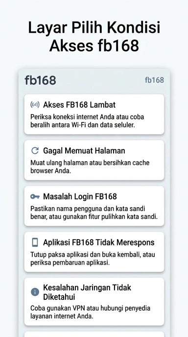 Tampilan link alternatif fb168